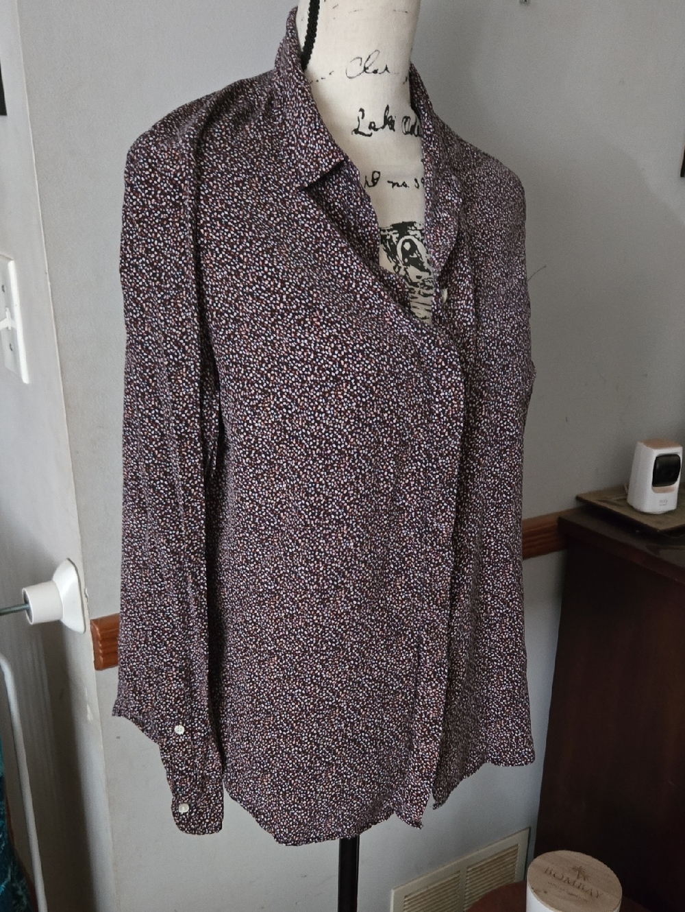 J. Crew Purple Micro Dot Button-Down Blouse
